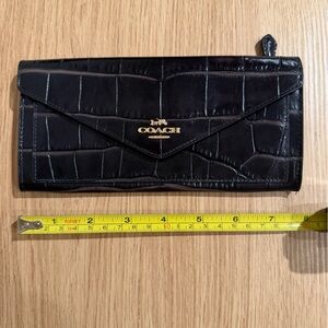 Coach Black Croc Embossed Wallet